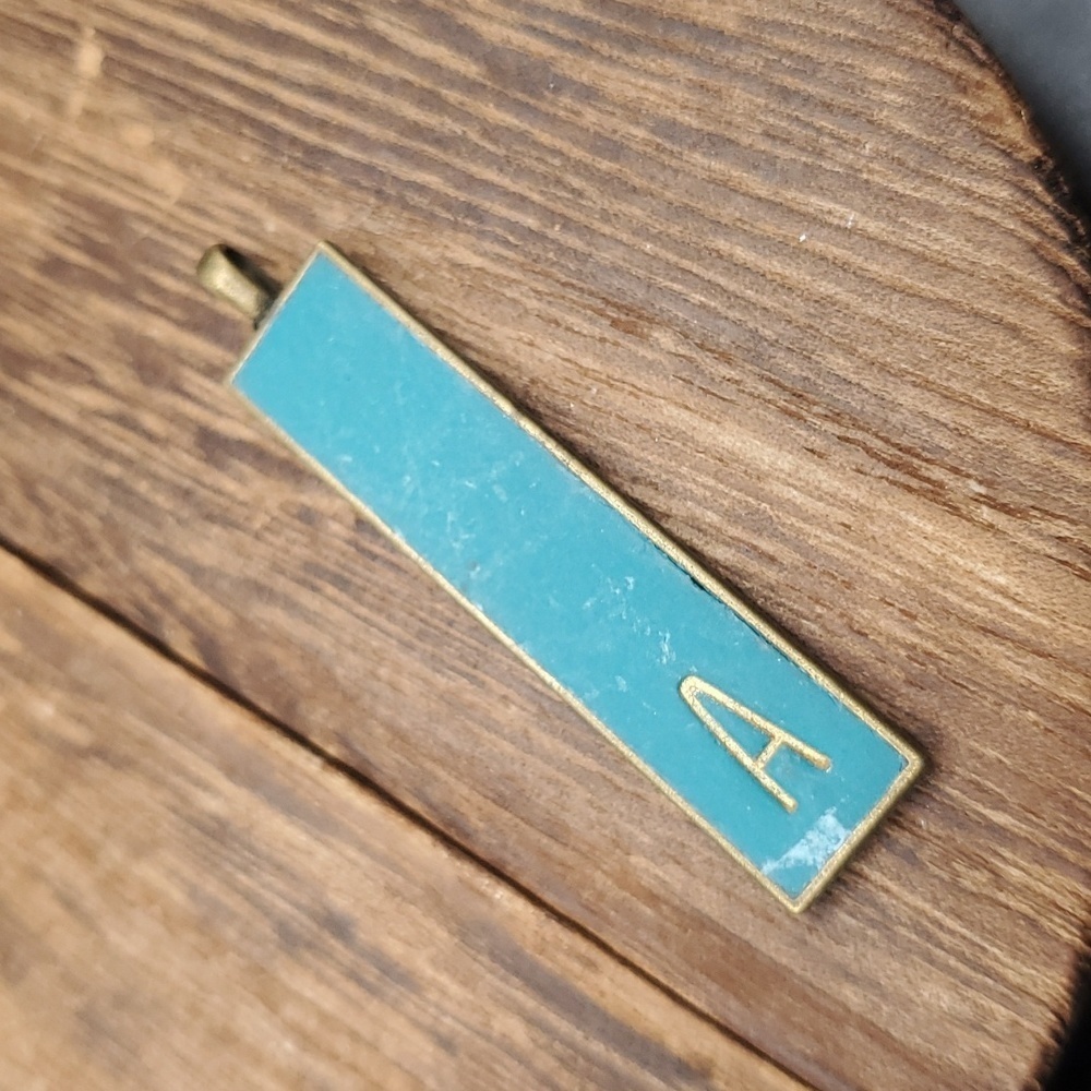 Bronze initial A bar‎ vintage pendant